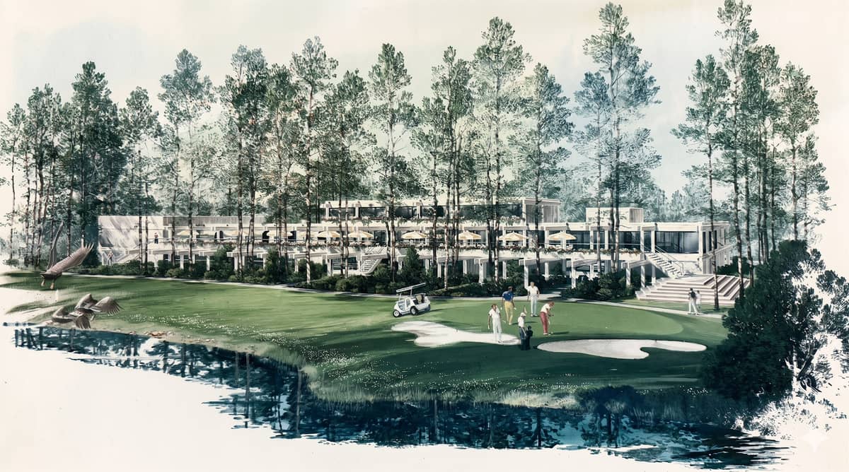 Architectural rendering of the original Paupack Hills clubhouse