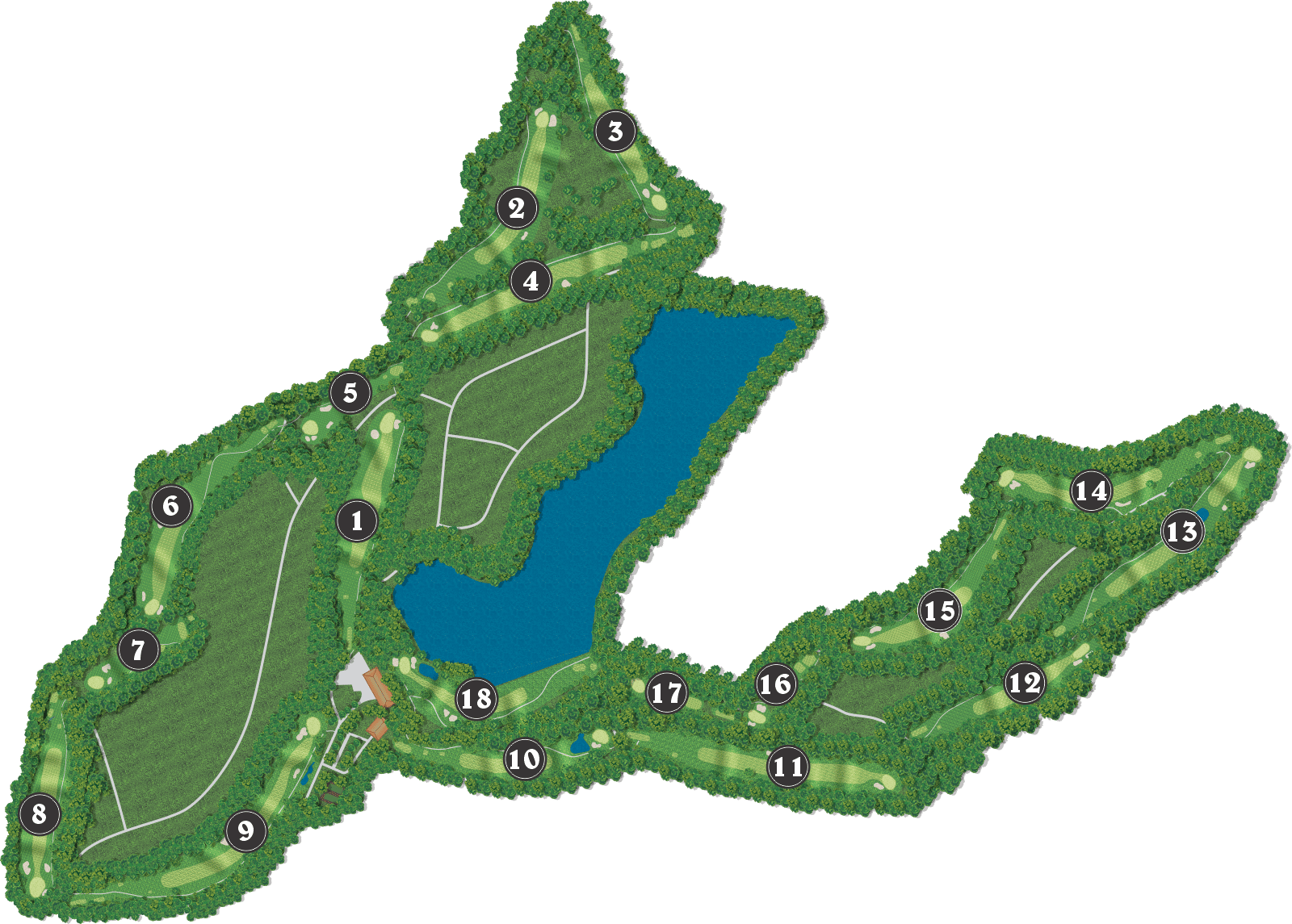 Paupack Hills course routing — eighteen holes around Lake Wallenpaupack